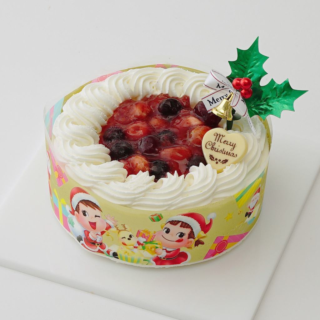 【新品】5個【中古】2個　フラワーケーキ型　クリスマス 不二家】クリスマス 3種のベリーのショートケーキ 5号 14.5cm