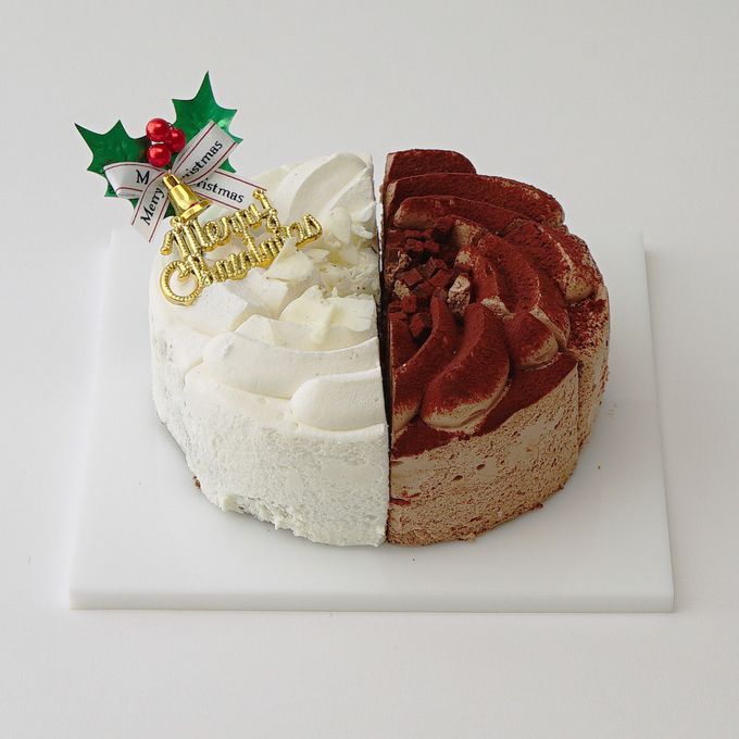 【不二家】クリスマス 糖質オフ２種アソートケーキ（チョコ生ケーキ&ホワイトチョコ生ケーキ） 5号 14.5cm  2