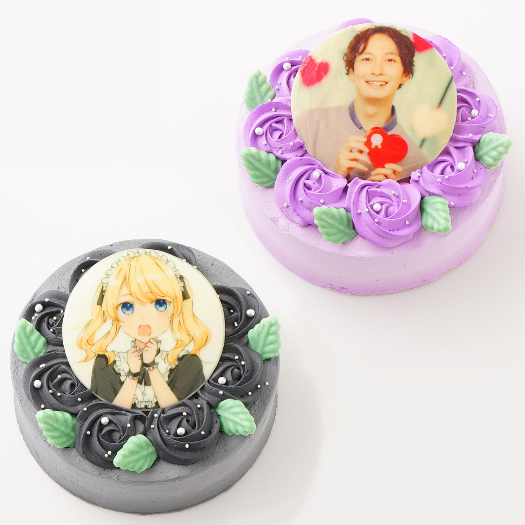 チョコ味も選べる【9色から選べる♪】イメージカラーのフラワー写真ケーキ 14.5cm 4～5名様向け 5