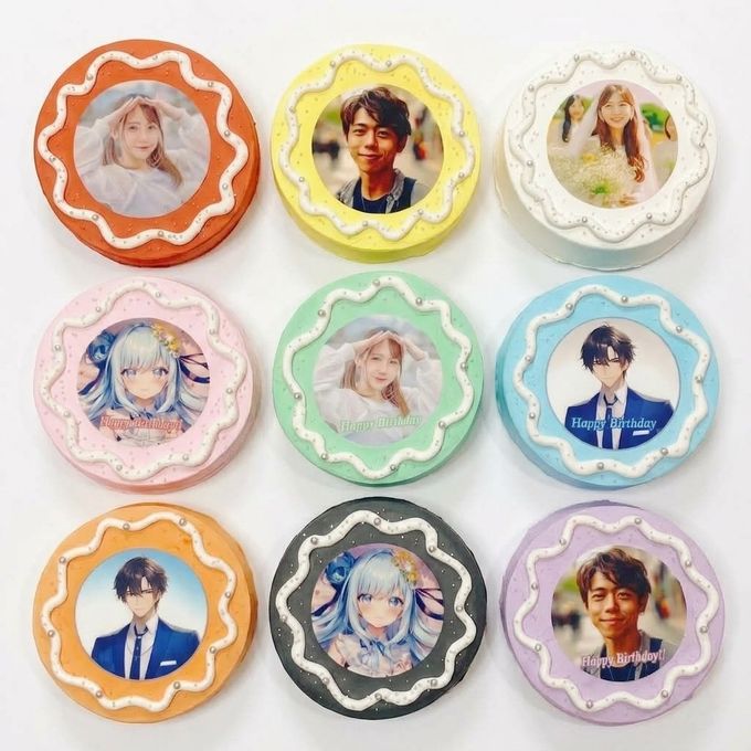 チョコ味も選べる【9色から選べる♪】イメージカラーのセンイル写真ケーキ ライン 3号 1～2名様向け 1