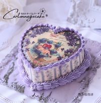 カルトナージケーキ 天使とすみれのハート型パープル