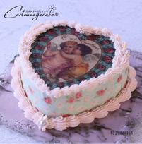 文字入れ可能 カルトナージケーキ ツインエンジェルハート型ピンク