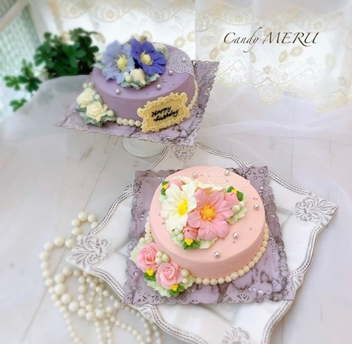 2色から選べる 美しいチーズケーキ【ユリとシュガーレースのケーキ 5号サイズ】  1