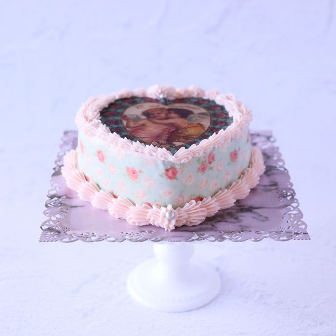 天使ハート型カルトナージケーキ ピンク 3