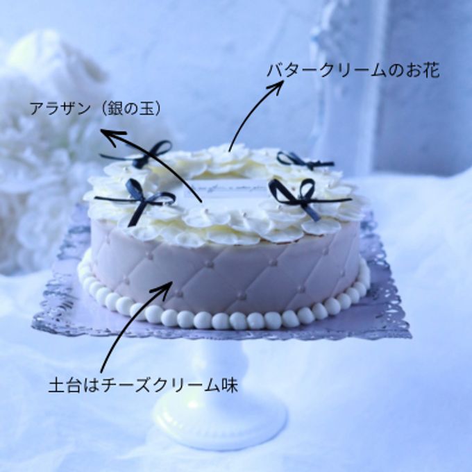 白いお花とブラックリボンのカルトナージュケーキ®︎ 3
