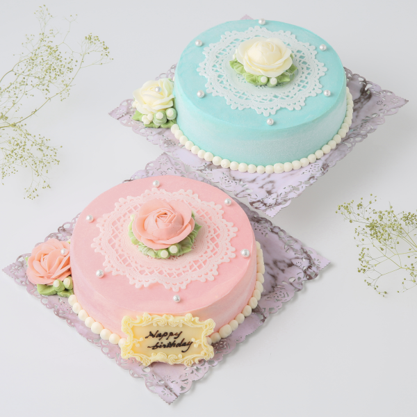 2色から選べる 美しいチーズケーキ【薔薇とシュガーレースのケーキ 5号サイズ 15cm】 （Candy MERU） | Cake.jp
