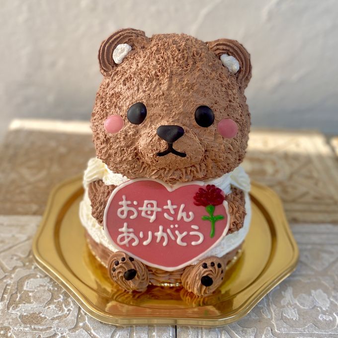 母の日⭐︎くまの立体ケーキ(ハートのチョコプレート) クマ くまさん 動物ケーキ  1