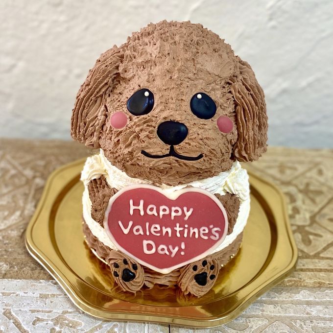 バレンタイン♡トイプードルの立体ケーキ 犬 ガナッシュクリーム 誕生日 センイルケーキ 動物ケーキ ドンムルケーキ 1