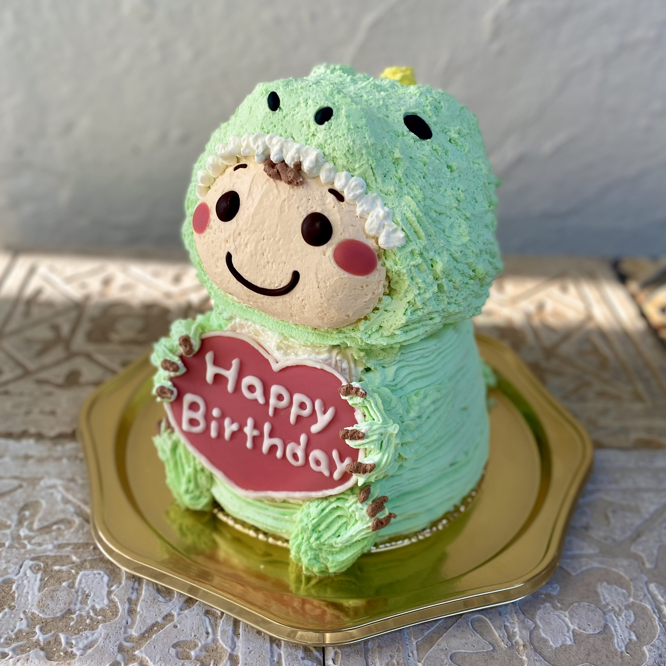 きぐるみ立体ケーキ(みどりの恐竜) 誕生日ケーキ 子供 こども センイル