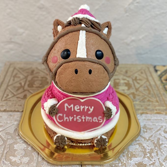 お馬サンタの立体ケーキ クリスマスケーキ 5号 個数限定 動物ケーキ うま 競馬  クリスマス2026  2