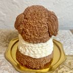 バレンタイン♡トイプードルの立体ケーキ 犬 ガナッシュクリーム 誕生日 センイルケーキ 動物ケーキ ドンムルケーキ 3