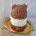 バレンタイン♡ガナッシュクリームのにっこりクマさん 立体ケーキ 5号 くま 動物ケーキ 3