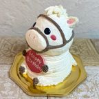 馬の立体ケーキ(白馬) 動物 ケーキ 誕生日 センイルケーキ 5号 1