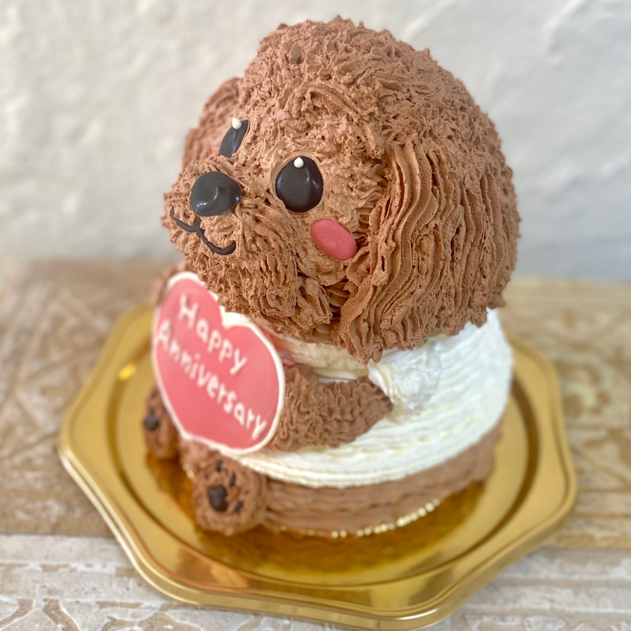 トイプードルの立体ケーキ 犬 ガナッシュクリーム 誕生日 センイルケーキ 動物ケーキ ドンムルケーキ  2