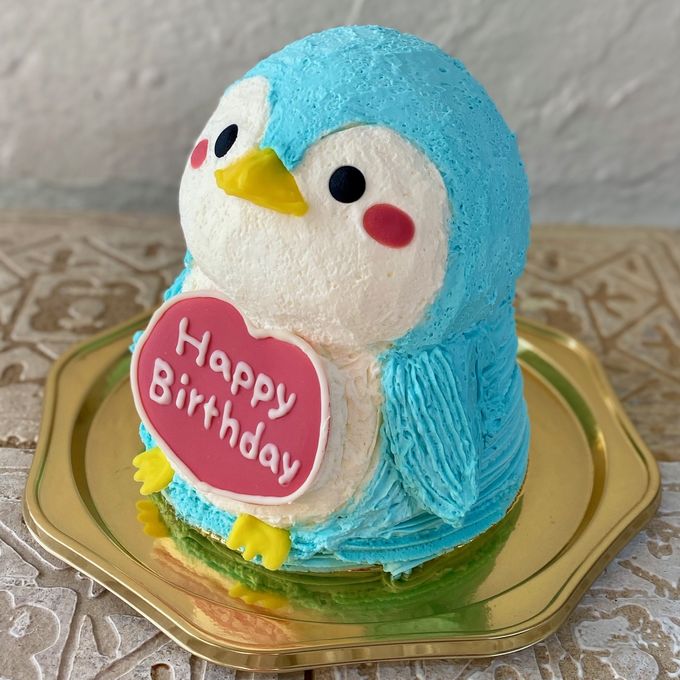 ペンギンの立体ケーキ(ハートのプレート) 5号 お誕生日やお祝いに 動物ケーキ  2
