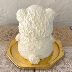 シロクマの立体ケーキ(ハートのプレート) 5号 お誕生日やお祝いに 動物ケーキ 3