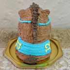馬の立体ケーキ(水色の頭絡・ゼッケン) 動物 ケーキ 誕生日 チョコ センイルケーキ 5号 3