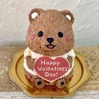 バレンタイン♡ガナッシュクリームのにっこりクマさん 立体ケーキ 5号 くま 動物ケーキ 1