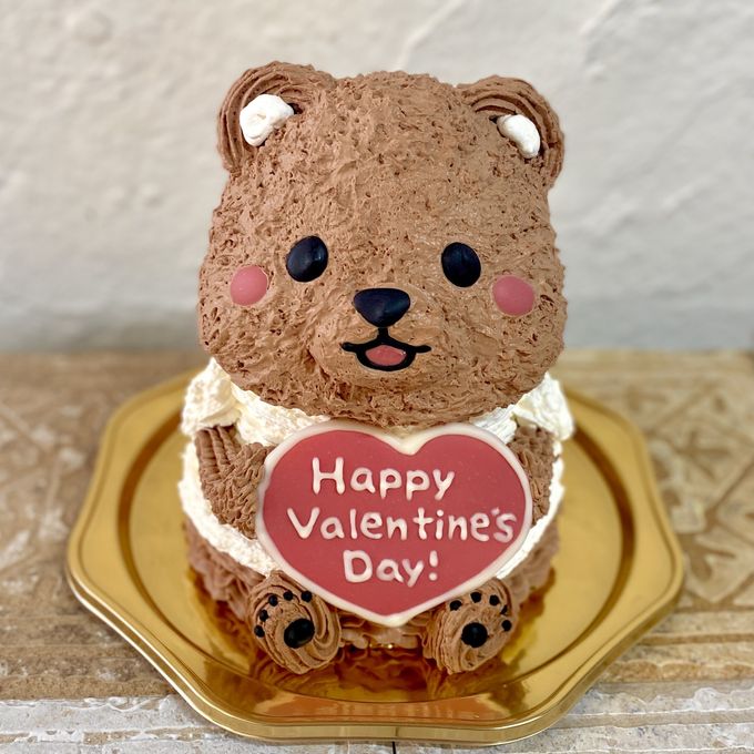 バレンタイン♡ガナッシュクリームのにっこりクマさん 立体ケーキ 5号 くま 動物ケーキ 1