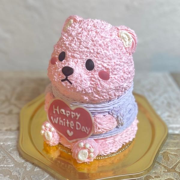 ピンクのくまの立体ケーキ 5号 クマ お誕生日・お祝いに