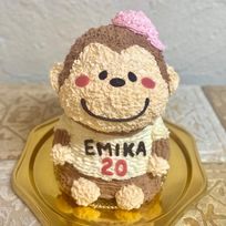 おさるの立体ケーキ（ロゴTシャツ） 帽子の色が選べます 動物ケーキ