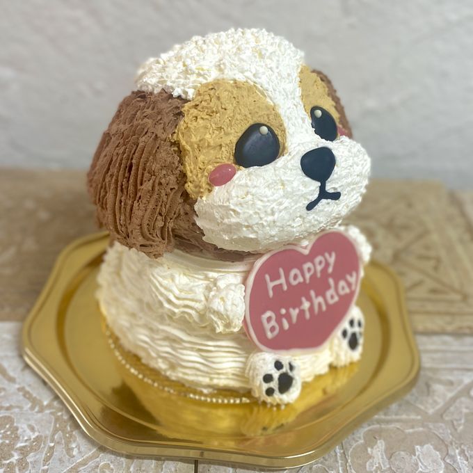 シーズーの立体ケーキ 動物ケーキ 誕生日 ドンムルケーキ センイルケーキ 5号 2