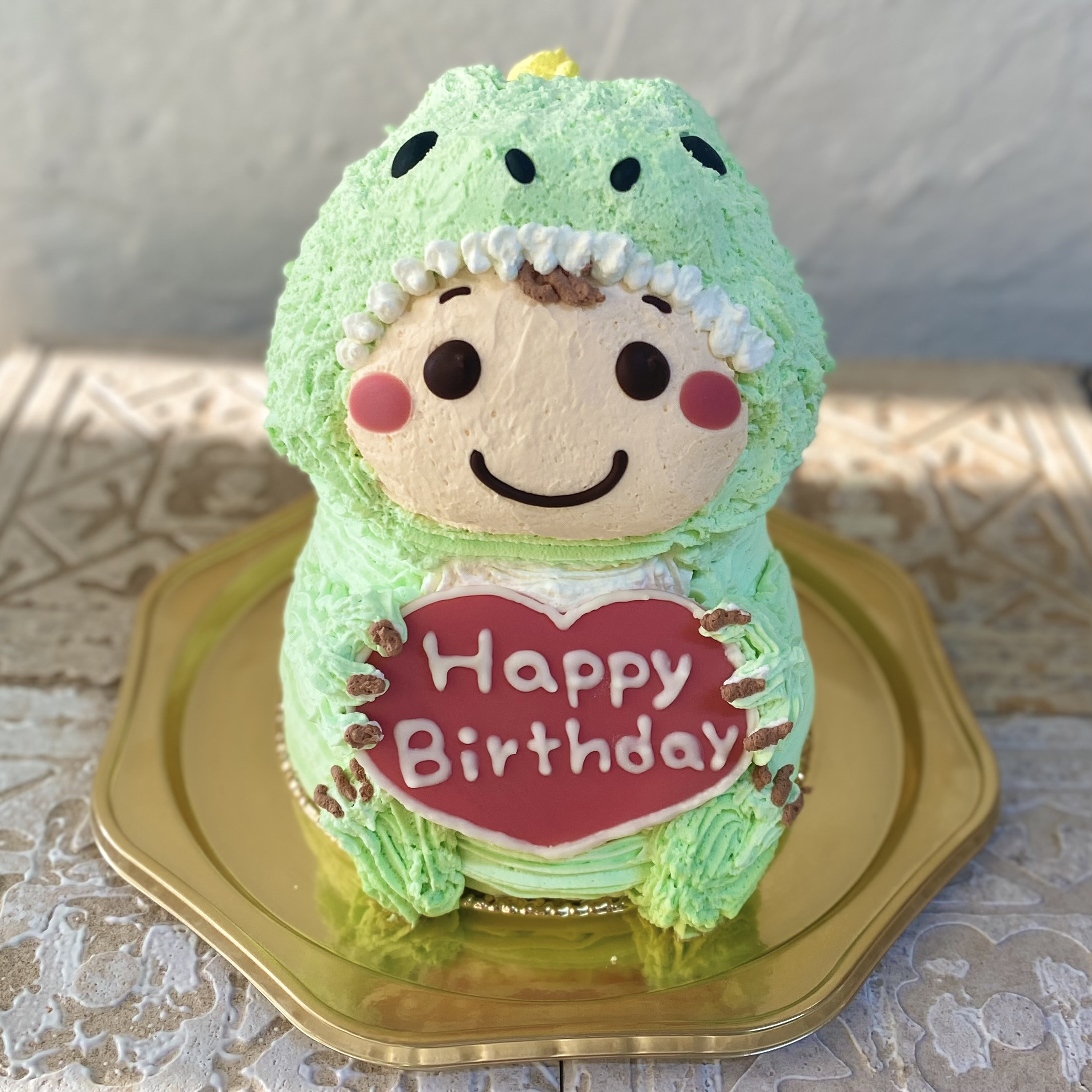 ケーキ型ぬいぐるみ きぐるみ立体ケーキ(みどりの恐竜) 誕生日ケーキ 子供 こども