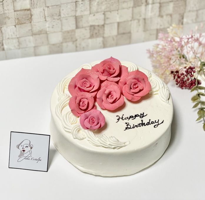 【Catalpa オリジナル】薔薇とメッセージのケーキ 5号サイズ 母の日2024 1