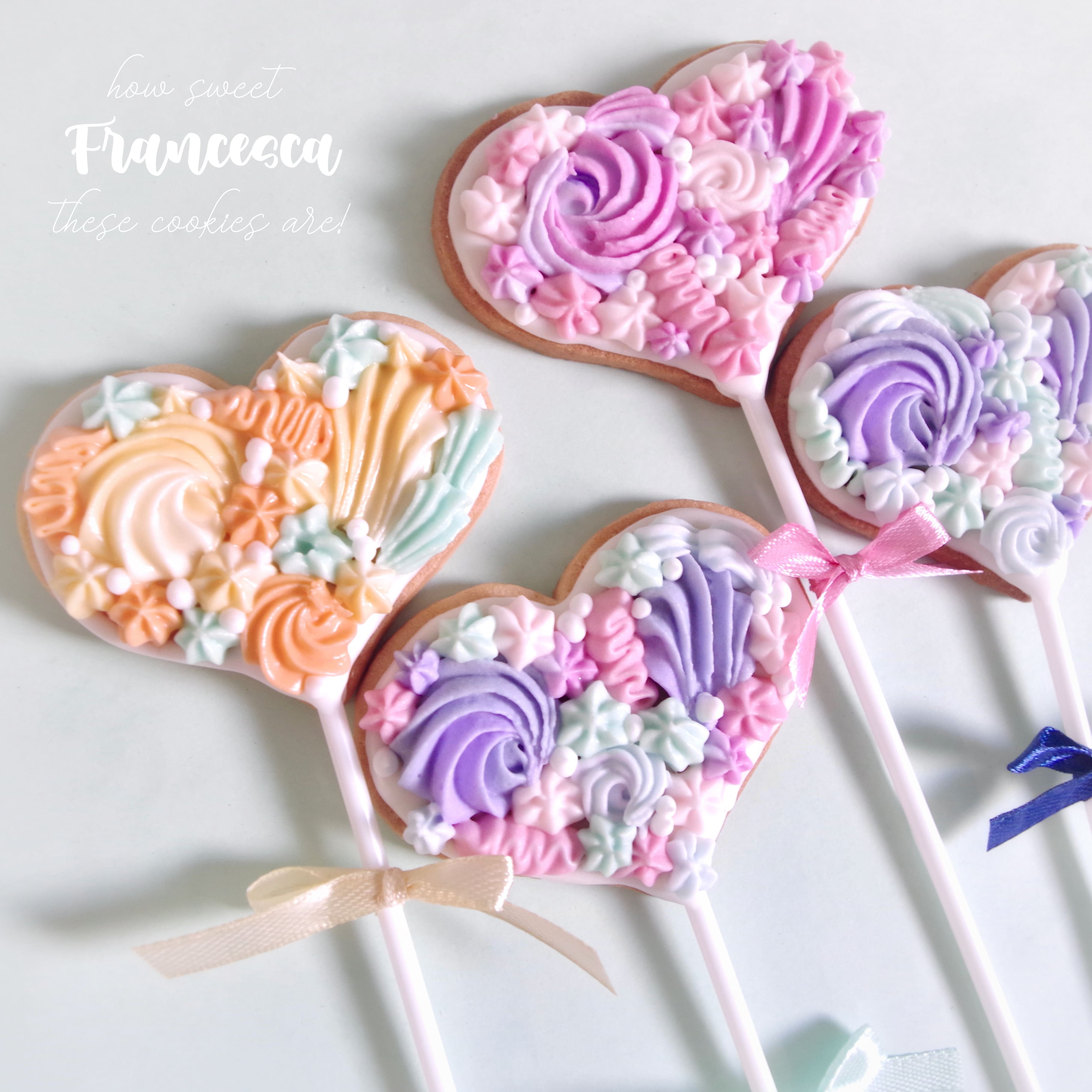 フラワーロリポップ アイシングクッキー 1本（Francesca von Sweets