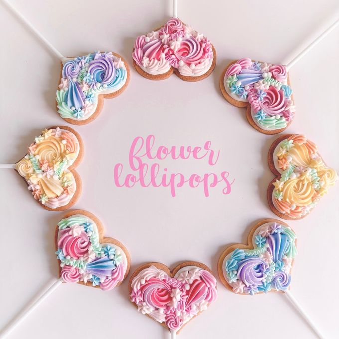 フラワーロリポップ アイシングクッキー 1本     2