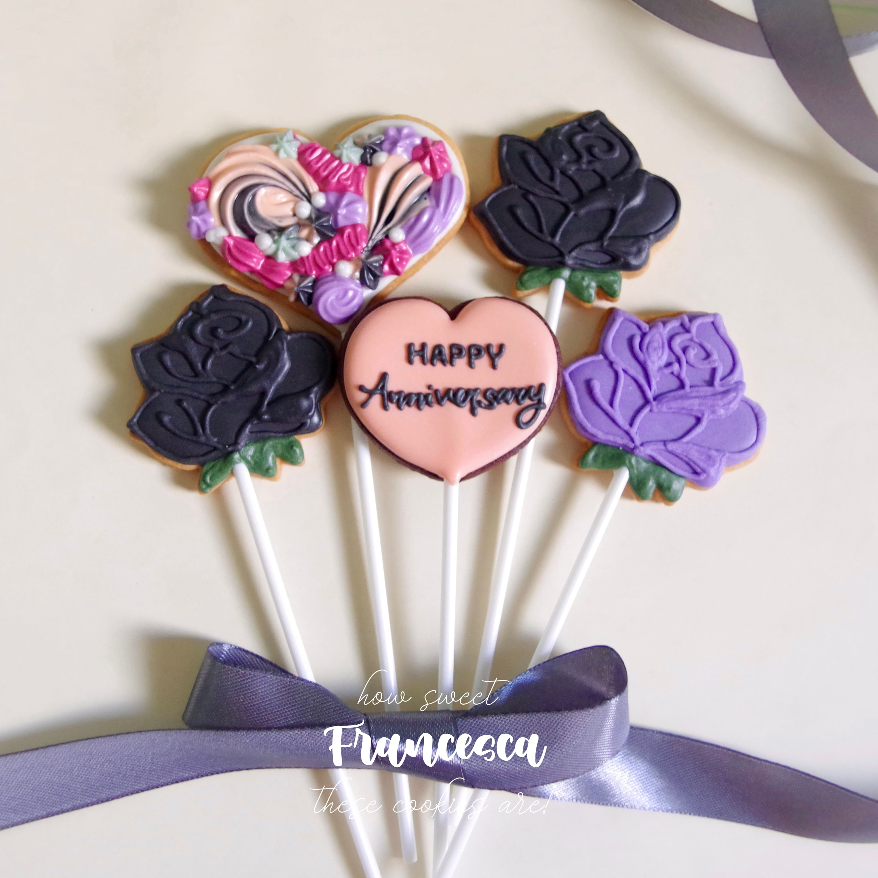 誕生日・記念日】フラワーブーケアイシングクッキー 5枚入り ハロウィン2023（Francesca von Sweets）