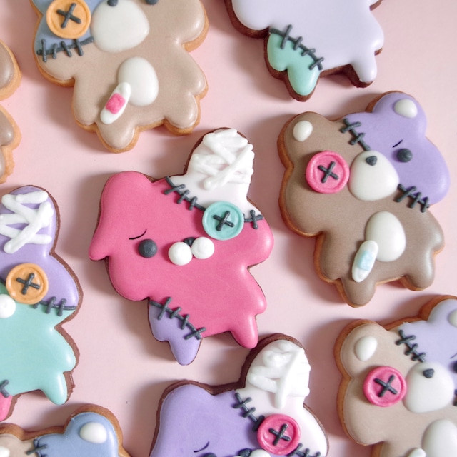 パッチワークベア＆ラビットアイシングクッキー ハロウィン2022