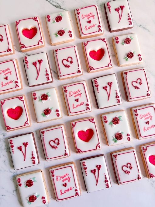 "LOVE" CARDS バレンタインアイシングクッキー 5枚入り 4