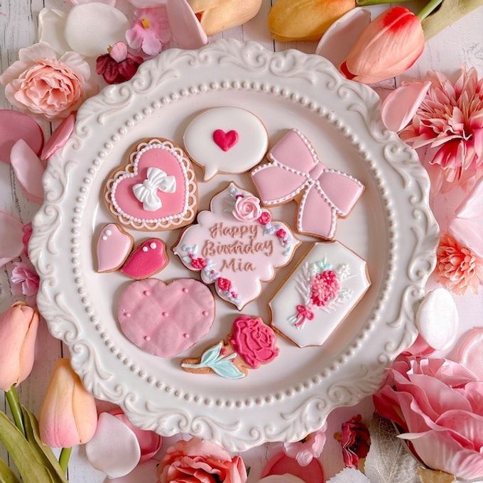 【誕生日・記念日】FLOWER RIBBON セミオーダーアイシングクッキー 9枚入り 2