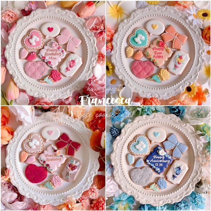 【誕生日・記念日】FLOWER RIBBON セミオーダーアイシングクッキー 9枚入り 1