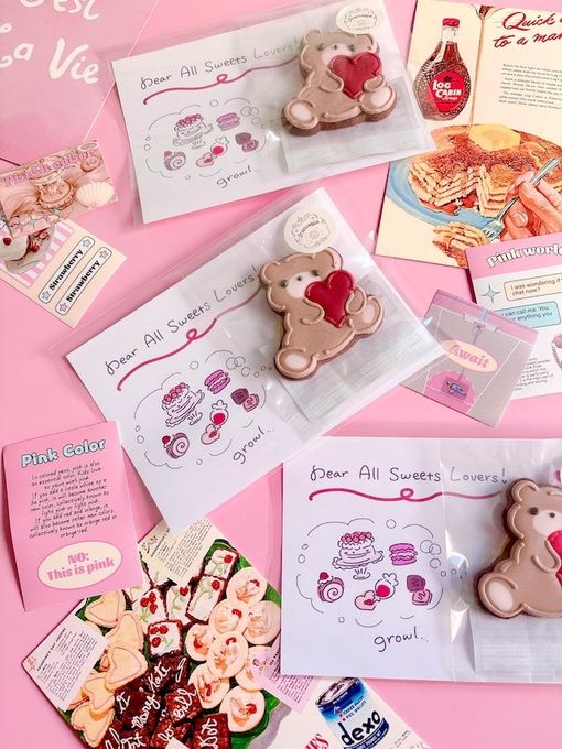 HUNGRY HUG BEAR バレンタインアイシングクッキー 1枚入り 3