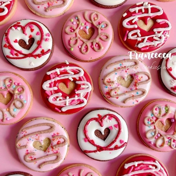 MINI LOVE DONUT バレンタインアイシングクッキー 4枚入り 1