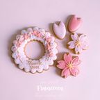 【誕生日・記念日】サクラのフラワーギフトセット アイシングクッキー セミオーダー 5枚入り 1