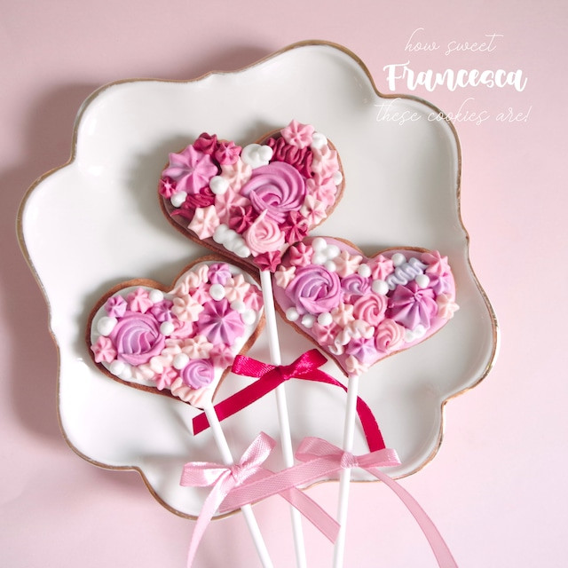 フラワーロリポップ アイシングクッキー 1本 （Francesca von Sweets