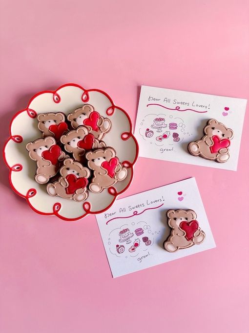 HUNGRY HUG BEAR バレンタインアイシングクッキー 1枚入り 5