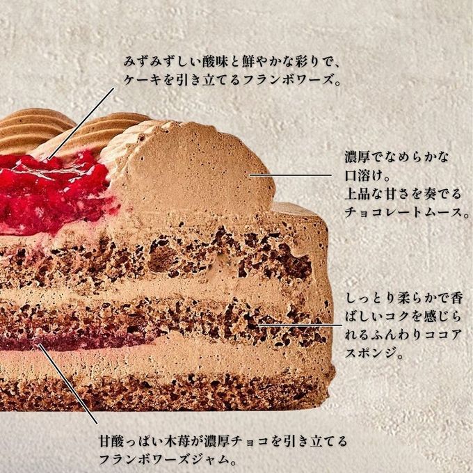 2026年NEW！木苺のショコラショートケーキ 5号 チョコレートケーキ 冷凍ケーキ 誕生日 バレンタイン ギフト メッセージカード 対応 4