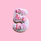 ストロベリーフラワーデコ数字クッキー 1