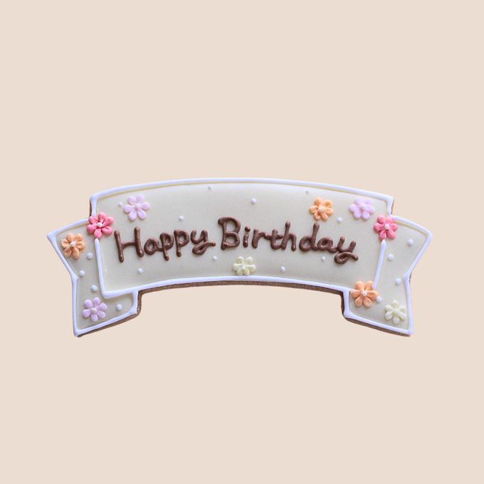 Happy Birthdayプレート（フラワー）アイシングクッキー 1