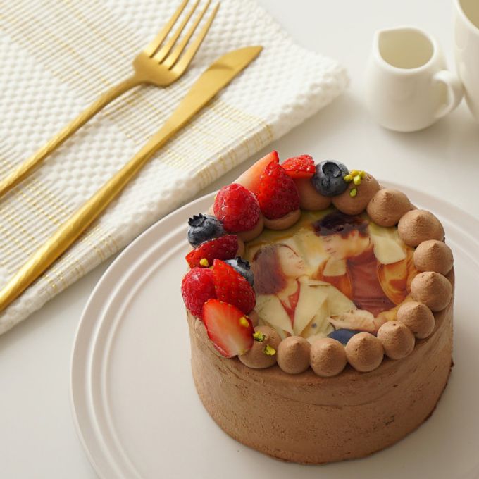 丸写真ケーキチョコレート 苺×フランボワーズ 3号(1~2名様向け) 5