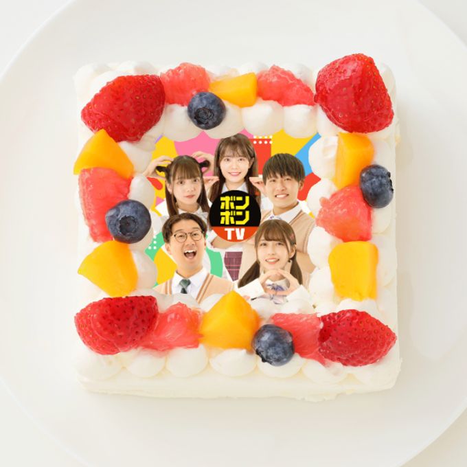 【ボンボンTV】四角型写真ケーキ 4号 12cm 1