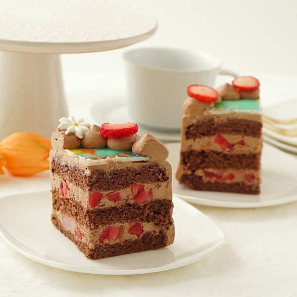 丸写真ケーキチョコレート 苺×フラワー 4号(3~4名様向け) 5