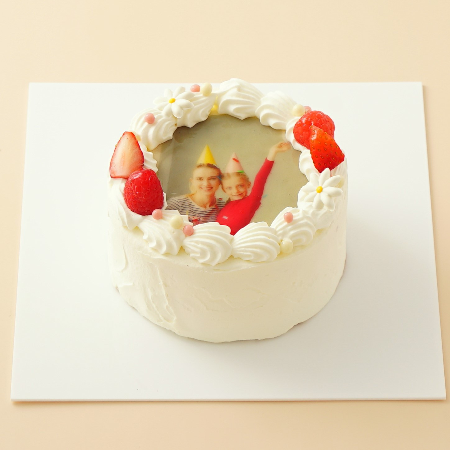 丸写真ケーキ 苺×パール 4号(3~4名様向け) 1