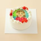 丸写真ケーキ 苺×パール 5号(5~6名様向け) 1