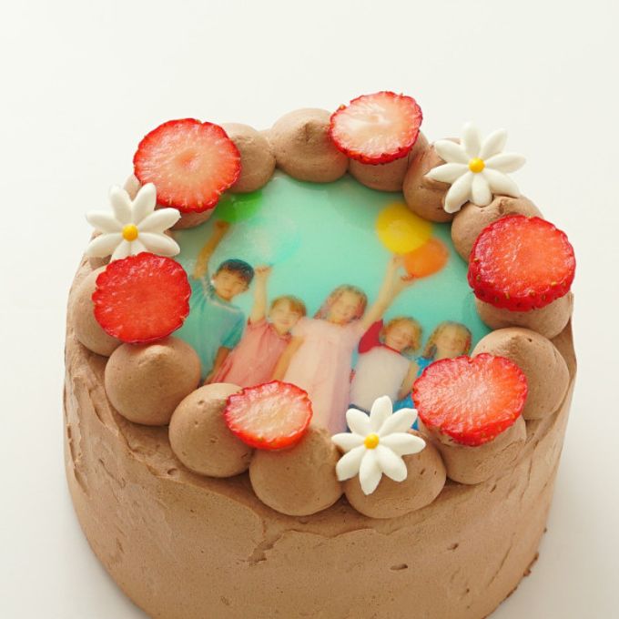 丸写真ケーキチョコレート苺×フラワー 5号(5~6名様向け) 3