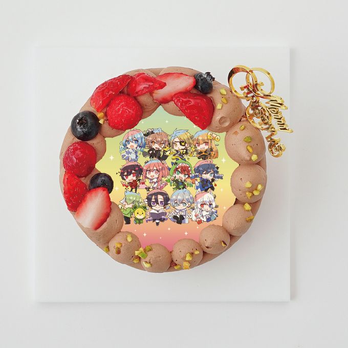 【カラフルピーチ】クリスマスチョコ丸型4号 写真ケーキ 1